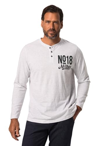 JP 1880 Herren große Größen Menswear L-8XL Schlafanzug-Oberteil, Homewear, Oeko-TEX, Henley, Print, Langarm hellgrau mélange 3XL 821106134-3XL von JP 1880