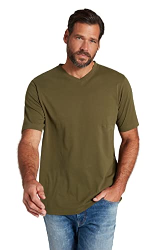 JP 1880 Herren große Größen Übergrößen Menswear L-8XL T-Shirt, Basic, V-Ausschnitt, bis 8XL dunkel Khaki 6XL 702415430-6XL von JP 1880