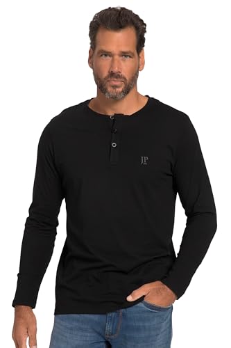 JP 1880 Herren große Größen Übergrößen Menswear L-8XL Henley, Basic, Shirt, Langarm, Knopfleiste, bis 8XL schwarz 3XL 702555130-3XL von JP 1880