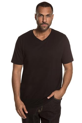 JP 1880 Herren große Größen Übergrößen Menswear L-8XL T-Shirts, Basic, 2er-Pack, V-Ausschnitt, Halbarm, bis 8 XL schwarz 7XL 711318130-7XL von JP 1880