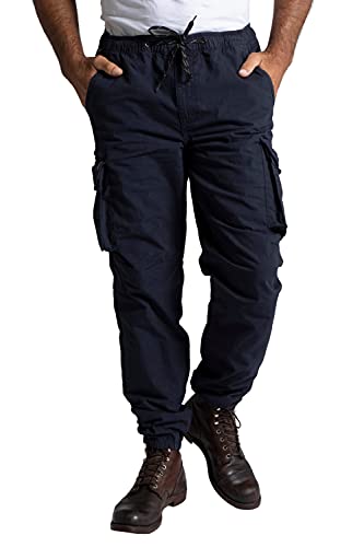 JP 1880 Herren große Größen Übergrößen Menswear L-8XL Cargo Hose, Ripstop, Elastikbund, Tapered Loose Fit dunkel Marine 60 793809730-60 von JP 1880