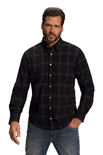 JP 1880 Herren große Größen Übergrößen Menswear L-8XL Flanell-Hemd, Langarm, verdeckter Buttondown Kragen, Modern Fit schwarz 4XL 808611100-4XL von JP 1880