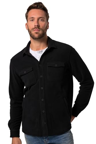 JP 1880 Herren große Größen Übergrößen Menswear L-8XL Fleece-Overshirt, Langarm, Kentkragen, bis 8 XL schwarz 2XT 831533100-2XT von JP 1880