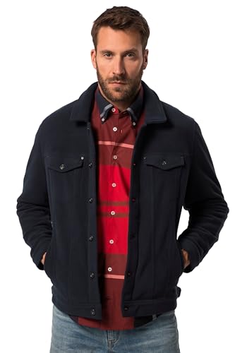 JP 1880 Herren große Größen Übergrößen Menswear L-8XL Fleecejacke, Truckerstyle, Knopfleiste, Brusttaschen, bis 8 XL navy blau 5XL 823724130-5XL von JP 1880