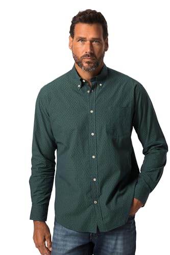 JP 1880 Herren große Größen Übergrößen Menswear L-8XL Hemd, Langarm, Alloverprint, Buttondown-Kragen, Modern Fit kiefergrün 5XL 820534134-5XL von JP 1880