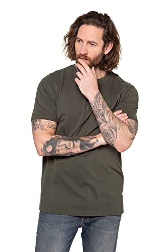 JP 1880 Herren große Größen Übergrößen Menswear L-8XL Henley, Basic, Knopfleiste, Halbarm dunkel Oliv 5XL 726695120-5XL von JP 1880