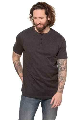 JP 1880 Herren große Größen Übergrößen Menswear L-8XL JP1880 Henley, Basic, Knopfleiste, Halbarm, bis 7 XL anthrazit L 726695110-L von JP 1880