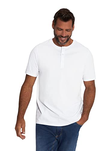 JP 1880 Herren Henley Basic 1 T Shirt, Weiß, 3XL EU von JP 1880