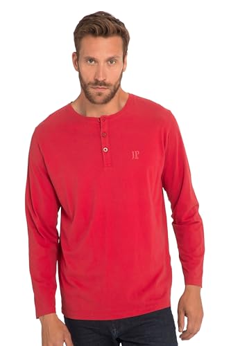 JP 1880 Herren große Größen Übergrößen Menswear L-8XL Henley, Basic, Shirt, Langarm, Knopfleiste, bis 8XL apfelrot 5XL 702555531-5XL von JP 1880