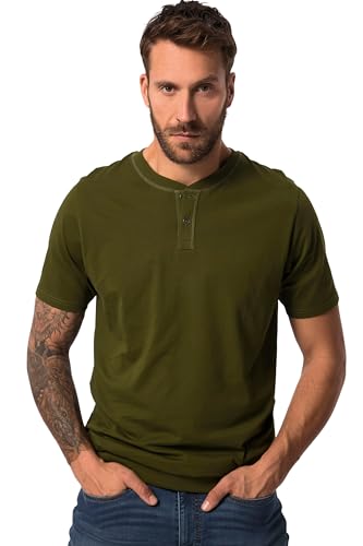 JP 1880 Herren große Größen Übergrößen Menswear L-8XL Henley, Bauchfit, Halbarm, Rundhals, bis 8 XL moosgrün 8XL 818628438-8XL von JP 1880