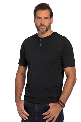 JP 1880 Herren Henley, Bauchfit, Halbarm, Rundhals T-Shirts, Schwarz, XXL EU von JP 1880