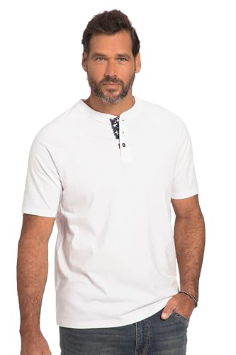 JP 1880 Herren Henley, Halbarm, Rundhals, Knopfleisten-Print T-Shirts, schneeweiß, 56 von JP 1880