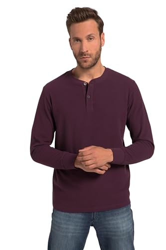 JP 1880 Herren Henley, Oeko-TEX, Langarm, Waffelpiqué, Rundhals T-Shirts, traubenrot, 58 von JP 1880