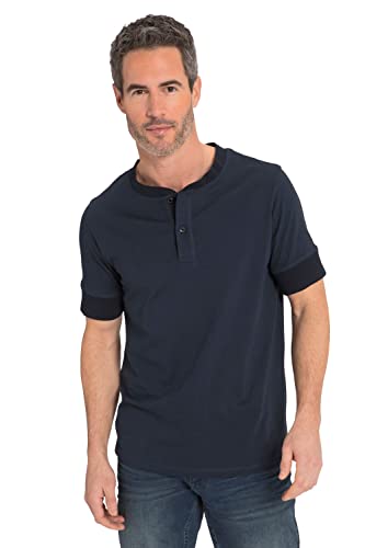 JP 1880 Herren große Größen Übergrößen Menswear L-8XL Henley, T-Shirt, Halbarm, extra weich, Rundhals mit Knopfleiste Navy blau 5XL 814576130-5XL von JP 1880