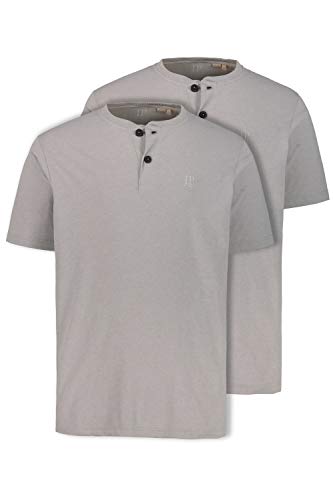 JP 1880 Herren große Größen Übergrößen Menswear L-8XL Henleys, Basic, 2er-Pack, Rundhals, Knopfleiste, bis 8 XL grau Melange 3XL 708420123-3XL von JP 1880