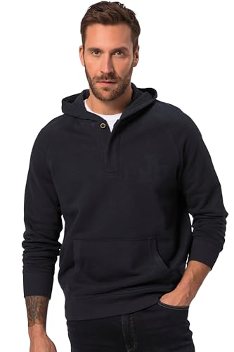 JP 1880 Herren große Größen Übergrößen Menswear L-8XL Hoodie, Flammsweat, Kapuze, Knopfleiste, bis 8 XL Navy blau 3XL 823439130-3XL von JP 1880