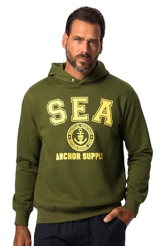 JP 1880 Herren große Größen Übergrößen Menswear L-8XL Hoodie, Kapuzensweater, Print vorne, bis 8 XL seegrün 5XL 825377441-5XL von JP 1880