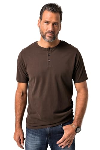 JP 1880 Herren große Größen Übergrößen Menswear L-8XL JP1880 Henley, Basic, Knopfleiste, Halbarm, bis 7 XL Dunkelbraun 4XL 726695117-4XL von JP 1880