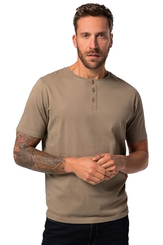 JP 1880 Herren große Größen Übergrößen Menswear L-8XL JP1880 Henley, Basic, Knopfleiste, Halbarm, bis 7 XL braun grau 6XL 726695337-6XL von JP 1880