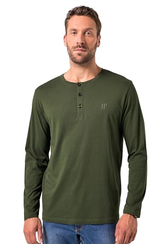 JP 1880 Herren große Größen Übergrößen Menswear L-8XL JP1880 Henley, Basic, Shirt, Langarm, Knopfleiste, bis 8XL Dunkles seegras 7XL 702555120-7XL von JP 1880