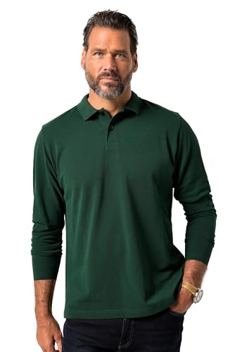 JP1880 Herren Poloshirt, Basic, Langarm, Piqué, bis 8 XL Hemd, Dunkelgrün, XXL von JP 1880