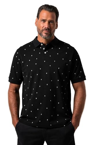 JP1880 Herren Poloshirt, Halbarm, Piqué, Minimal Print, bis 8 XL Hemd, Schwarz, 6XL von JP 1880