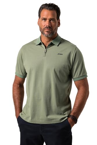 JP1880 Herren Poloshirt, Halbarm, Zipper, bis 8 XL Hemd, Eukalyptusgrün, L von JP 1880