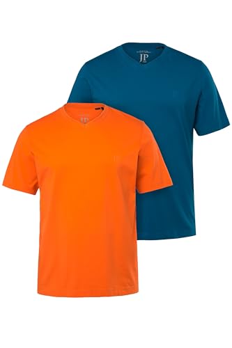 JP 1880 Herren große Größen Übergrößen Menswear L-8XL JP1880 T-Shirts, Basic, 2er-Pack, V-Ausschnitt, Halbarm, bis 8 XL Clementine 7XL 711318666-7XL von JP 1880