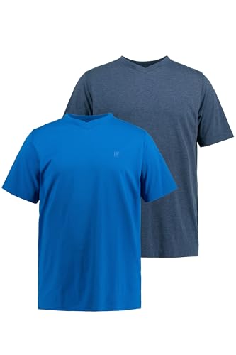 JP 1880 Herren große Größen Übergrößen Menswear L-8XL JP1880 T-Shirts, Basic, 2er-Pack, V-Ausschnitt, Halbarm, bis 8 XL blau XL 711318730-XL von JP 1880