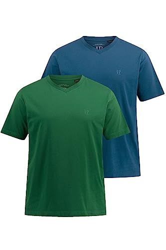 JP 1880 Herren große Größen Übergrößen Menswear L-8XL T-Shirts, Basic, 2er-Pack, V-Ausschnitt, Halbarm, bis 8 XL smaragdgrün XXL 711318452-XXL von JP 1880