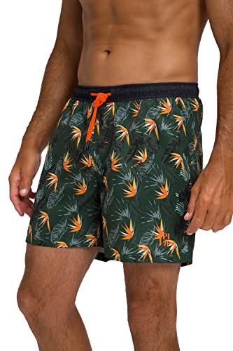 JP 1880 Herren Jay-PI Badeshorts, Beachwear, Elastikbund, floraler Print Badehose, dunkelgrün, XXL von JP 1880