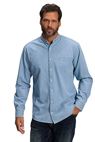 JP 1880 Herren Jeanshemd, Denim, Langarm, Stehkragen, Modern Fit Hemd, Light Blue, 3XL von JP 1880