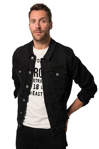 JP 1880 Herren große Größen Übergrößen Menswear L-8XL Jeansjacke, 4 Taschen, Knopfleiste, bis 8 XL Black 5XL 836791100-5XL von JP 1880