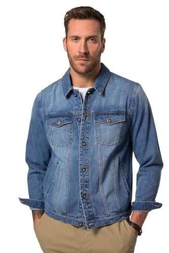 JP 1880 Herren große Größen Übergrößen Menswear L-8XL Jeansjacke, Brusttaschen, Knopfleiste, bis 8 XL Mattes Jeansblau 4XL 826234190-4XL von JP 1880