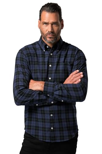 JP 1880 Herren große Größen Übergrößen Menswear L-8XL Karo-Flanellhemd, Buttondown-Kragen, Modern Fit, bis 8 XL Navy blau 5XL 832123130-5XL von JP 1880