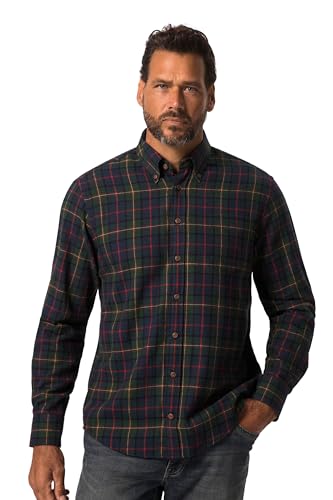 JP 1880 Herren große Größen Übergrößen Menswear L-8XL Karo-Flanellhemd, Langarm, Buttondown-Kragen, Modern Fit, bis 8 XL Navy blau 4XL 822988130-4XL von JP 1880