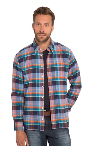 JP 1880 Herren große Größen Übergrößen Menswear L-8XL Karohemd, Langarm, Buttondown-Kragen, Modern Fit Navy blau 6XL 824563130-6XL von JP 1880