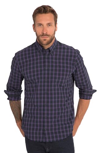 JP 1880 Herren große Größen Übergrößen Menswear L-8XL Karohemd, Langarm, Buttondown-Kragen, Modern Fit Schwarze Johannissbeere 4XL 820508848-4XL von JP 1880