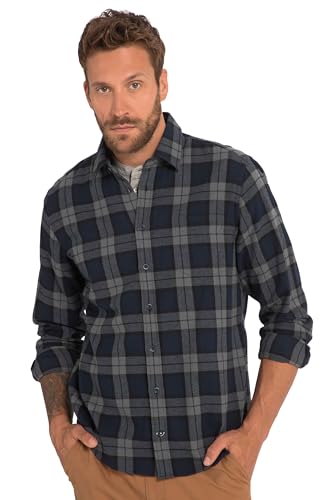 JP 1880 Herren große Größen Übergrößen Menswear L-8XL Karohemd, Langarm, Flanell, Kentkragen, Modern Fit Navy blau XXL 820474130-XXL von JP 1880