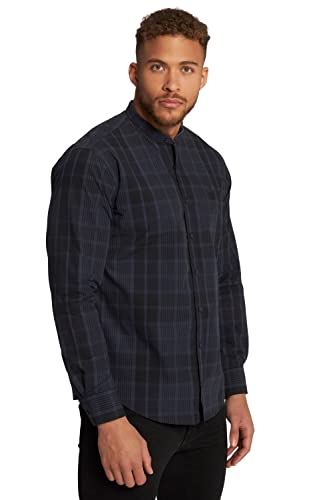 JP 1880 Herren große Größen Übergrößen Menswear L-8XL Karohemd, Langarm, Stehkragen, Modern Fit Mattes Nachtblau 4XL 812939130-4XL von JP 1880