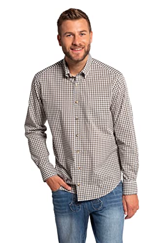 JP 1880 Herren große Größen Übergrößen Menswear L-8XL Karohemd, Trachten, Langarm, Buttondown-Kragen, Modern Fit, bis 8 XL dunkel Oliv L 748509120-L von JP 1880