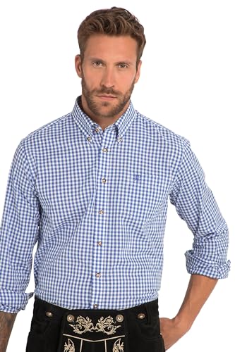 JP 1880 Herren große Größen Übergrößen Menswear L-8XL Karohemd, Trachten, Langarm, Buttondown-Kragen, Modern Fit, bis 8 XL helles Kobalt L 748509755-L von JP 1880