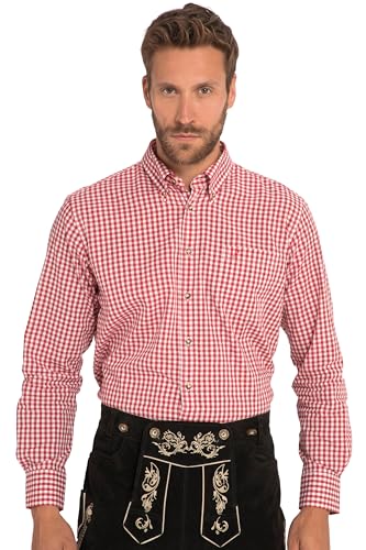 JP 1880 Herren große Größen Übergrößen Menswear L-8XL Karohemd, Trachten, Langarm, Buttondown-Kragen, Modern Fit, bis 8 XL hellrot 3XL 748509520-3XL von JP 1880