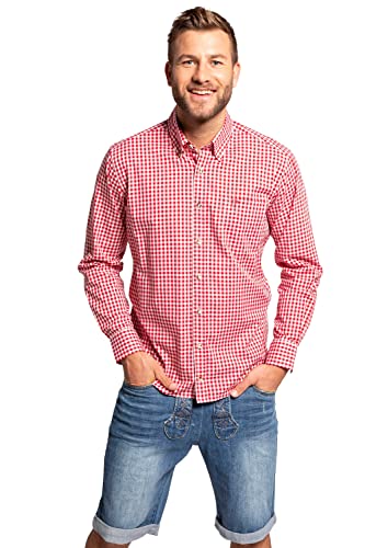 JP 1880 Herren große Größen Übergrößen Menswear L-8XL Karohemd, Trachten, Langarm, Buttondown-Kragen, Modern Fit, bis 8 XL hellrot 7XL 748509520-7XL von JP 1880