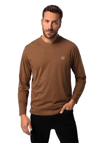 JP 1880 Herren große Größen Übergrößen Menswear L-8XL Langarmshirt, Basic, Langarm, V-Ausschnitt, bis 8 XL Loden grün 5XL 808792348-5XL von JP 1880