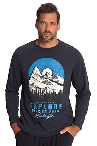 JP 1880 Herren große Größen Übergrößen Menswear L-8XL Langarmshirt, Explore Mountain Print Navy blau 4XL 808949130-4XL von JP 1880