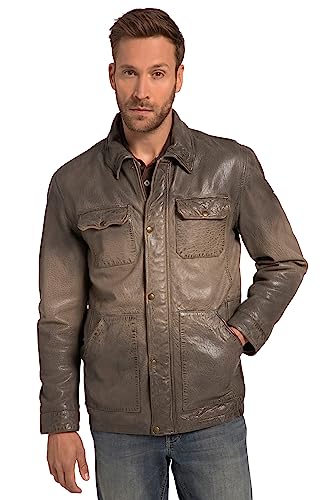 JP 1880 Herren große Größen Übergrößen Menswear L-8XL Lederjacke, Lamm Nappa, Vintage-Effekt braungrau 6XL 821976343-6XL von JP 1880