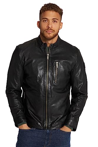 JP 1880 Herren große Größen Übergrößen Menswear L-8XL Lederjacke, Leder, Bikerstyle, Stehkragen, Zipper schwarz 3XL 815880130-3XL von JP 1880