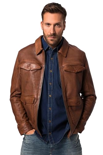 JP 1880 Herren große Größen Übergrößen Menswear L-8XL Lederjacke, Leder, Lammnappa, Zipper, 4 Taschen moos 4XL 827866332-4XL von JP 1880