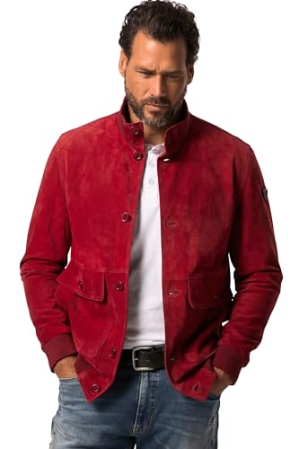 JP 1880 Herren große Größen Übergrößen Menswear L-8XL Lederjacke, Veloursleder, Stehkragen, Knopfleiste Chilli rot 6XL 815867534-6XL von JP 1880